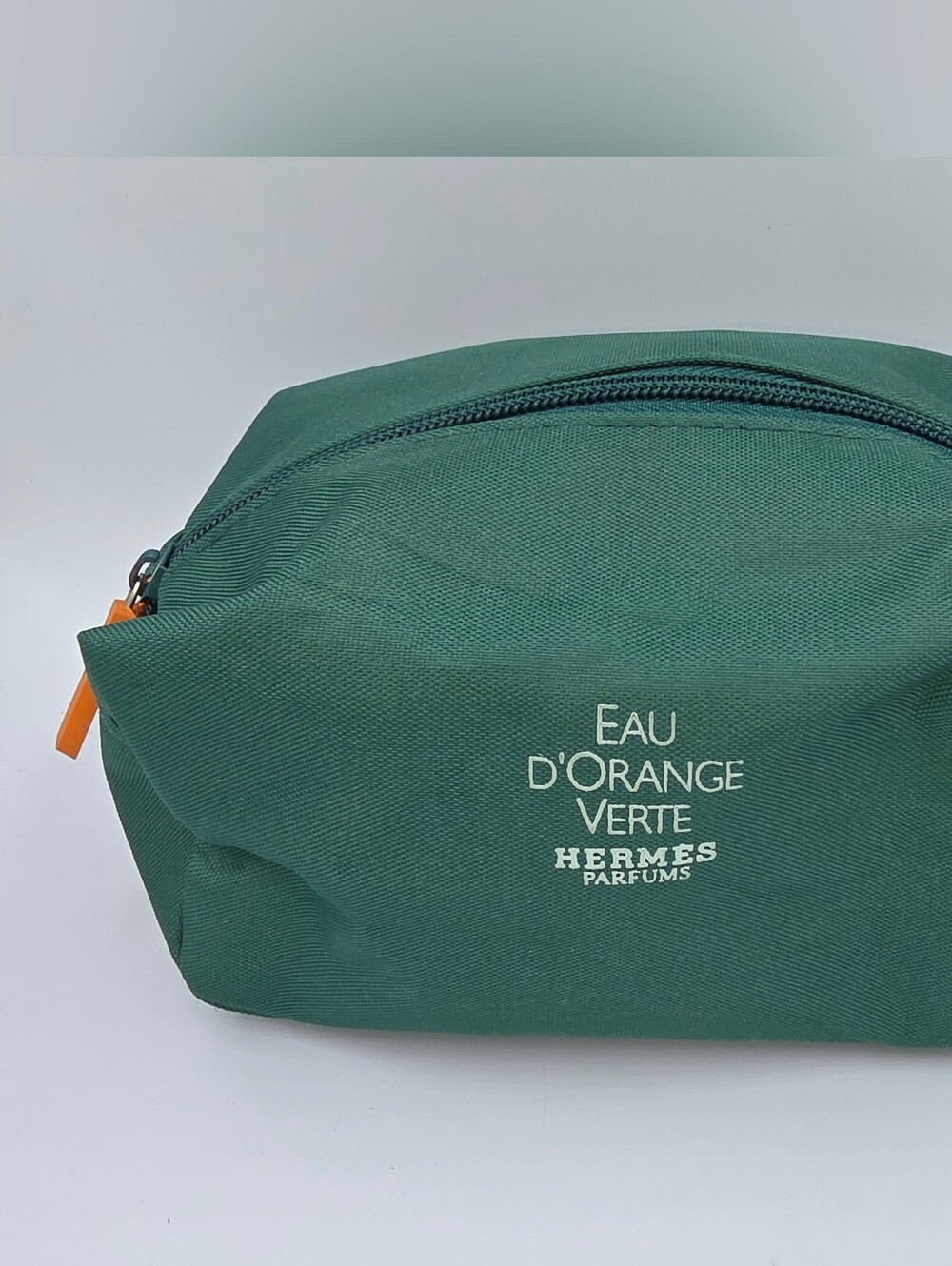 Authentic Hermès Parfums Eau D’Orange Verte Green Canvas Cosmetic Pouch
